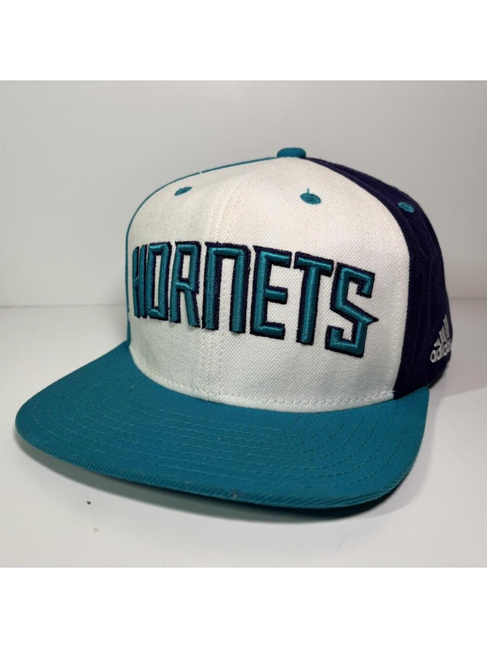 Charlotte Hornets Retro Adidas SnapBack Adjustable NBA Hat Teal Purple White